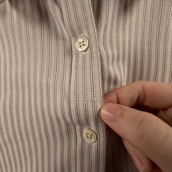 Faconnable Long Sleeve Button Up Shirt Women Pink Striped Large Cotton Adult - Picture 12 of 16